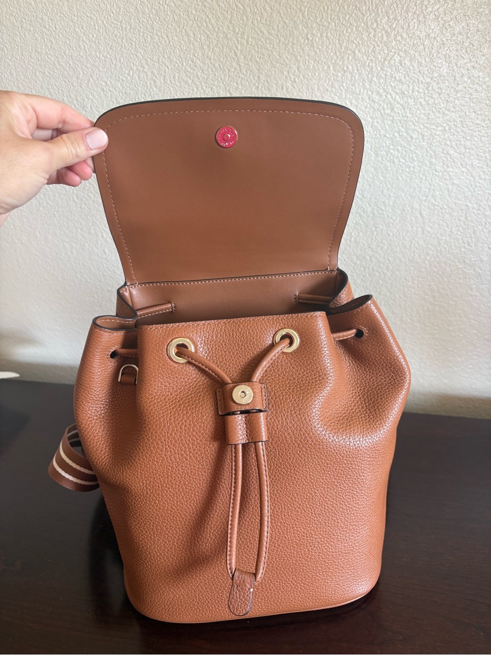 NWOT Kate Spade Pebbled Leather Backpack in Cognac Brown - Picture 3 of 4